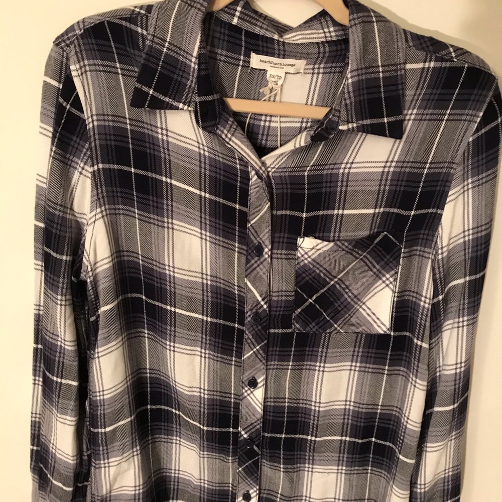 Beach lunch lounge plaid long sleeve shirt A10